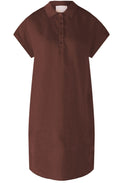 Chocolate Fudge Linen Collared Dress
