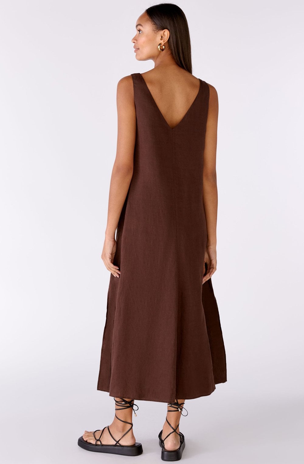 Chocolate Fudge Linen Slip Dress