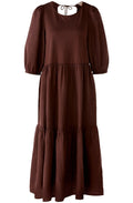Chocolate Fudge Tiered Linen Dress