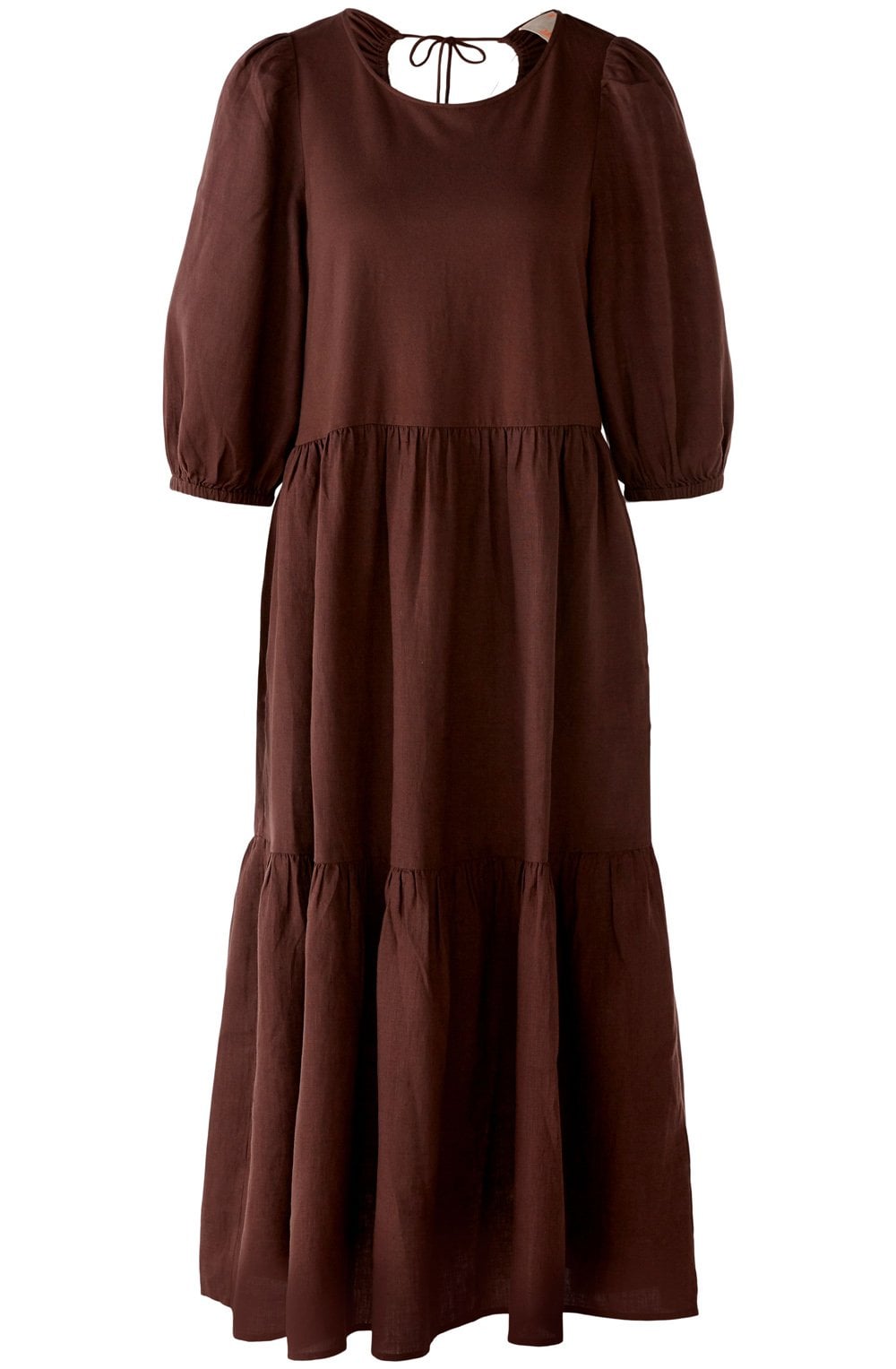 Chocolate Fudge Tiered Linen Dress