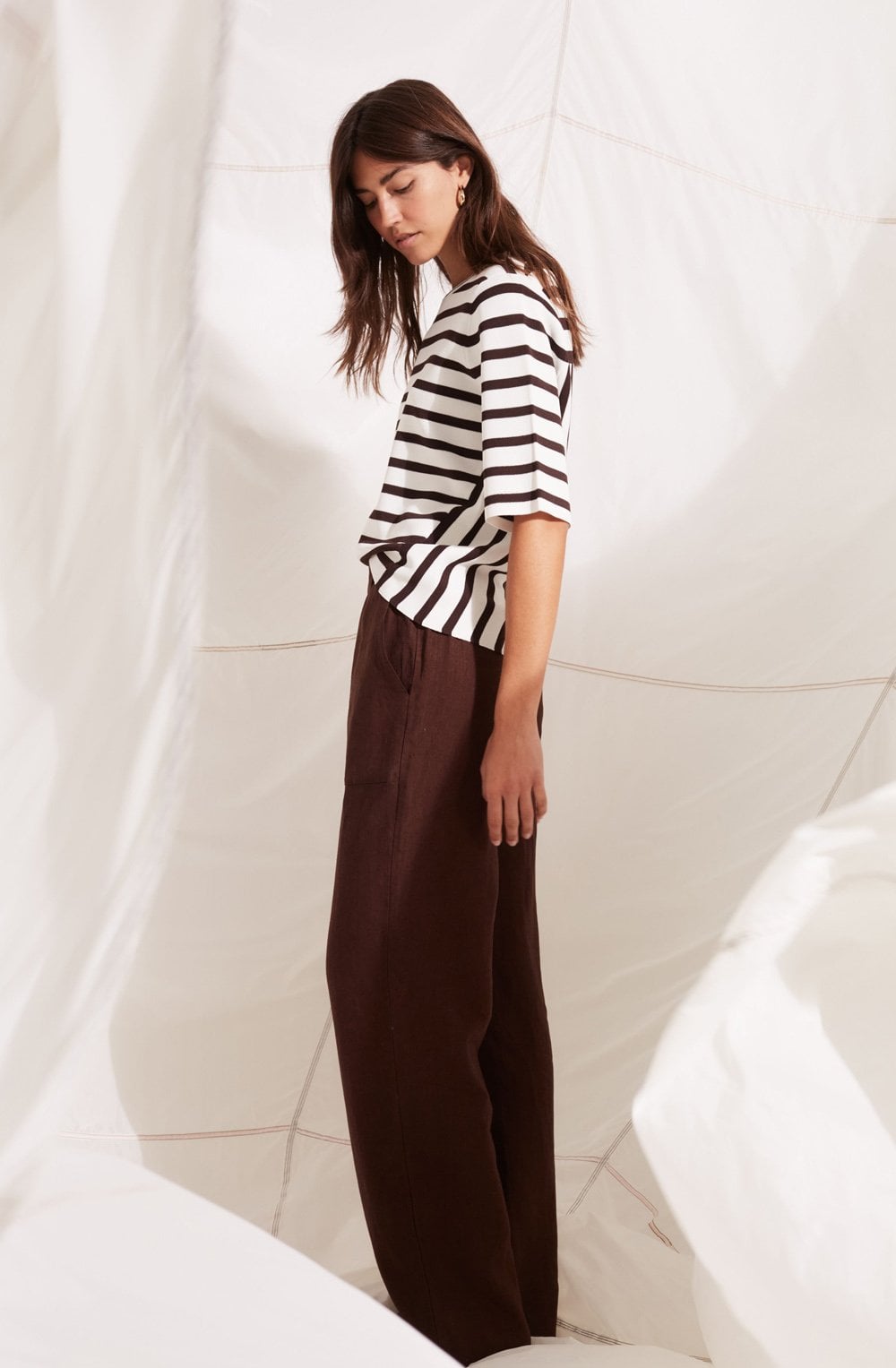 Chocolate Fudge Wide Leg Linen Trousers