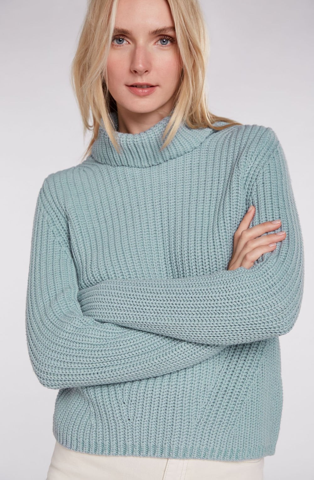 Cloud Blue Chunky Cowl Neck Jumper