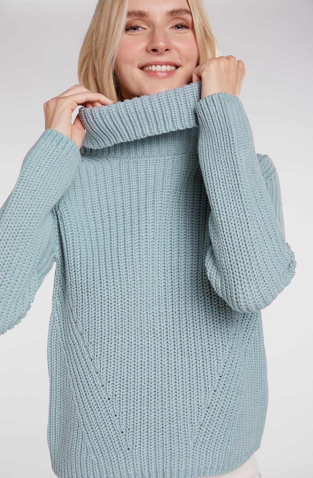 Cloud Blue Chunky Cowl Neck Jumper