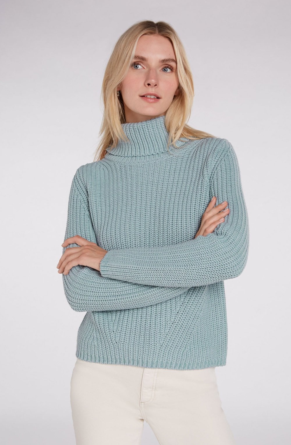 Cloud Blue Chunky Cowl Neck Jumper