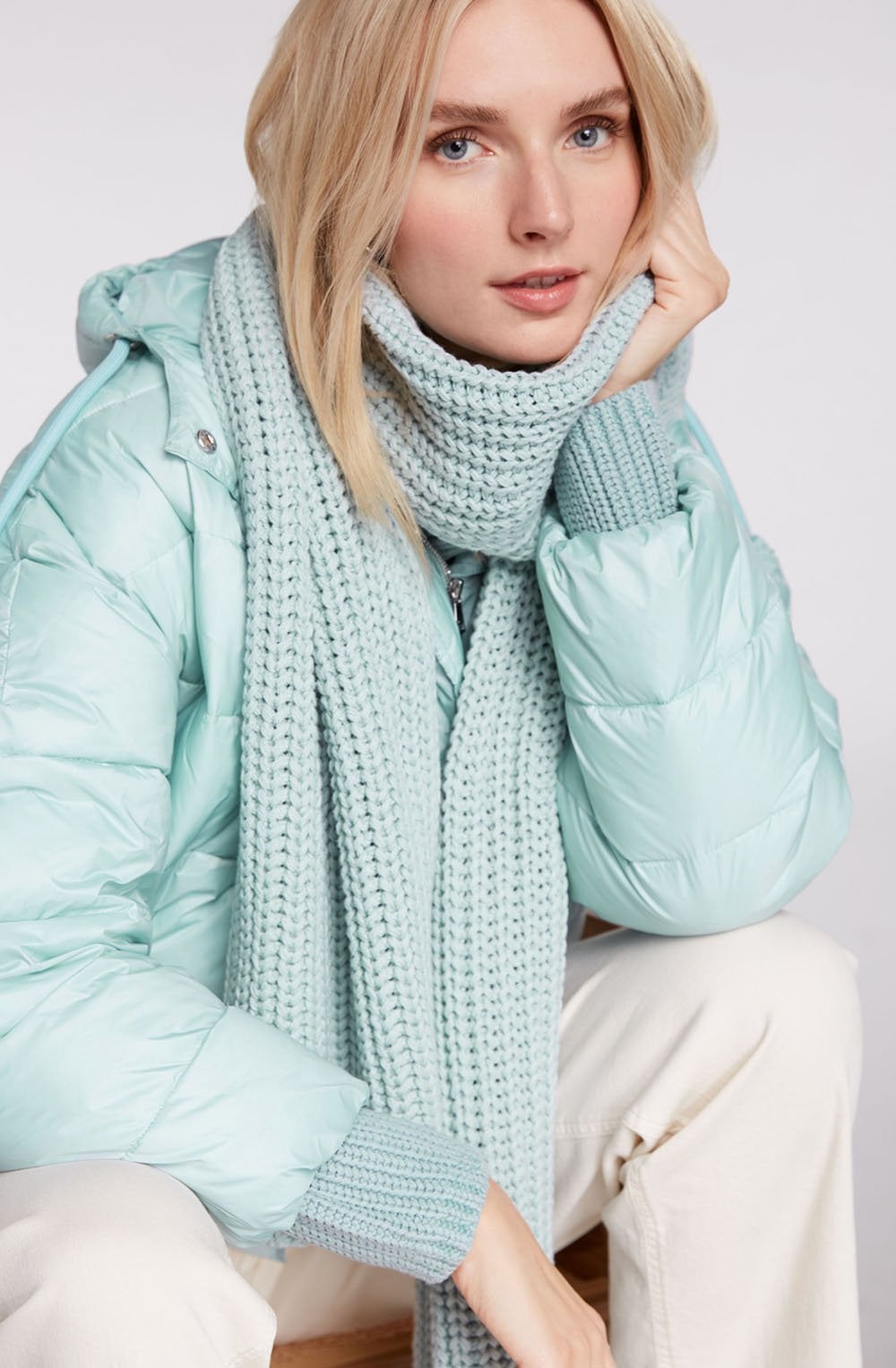 Cloud Blue Chunky Knit Scarf