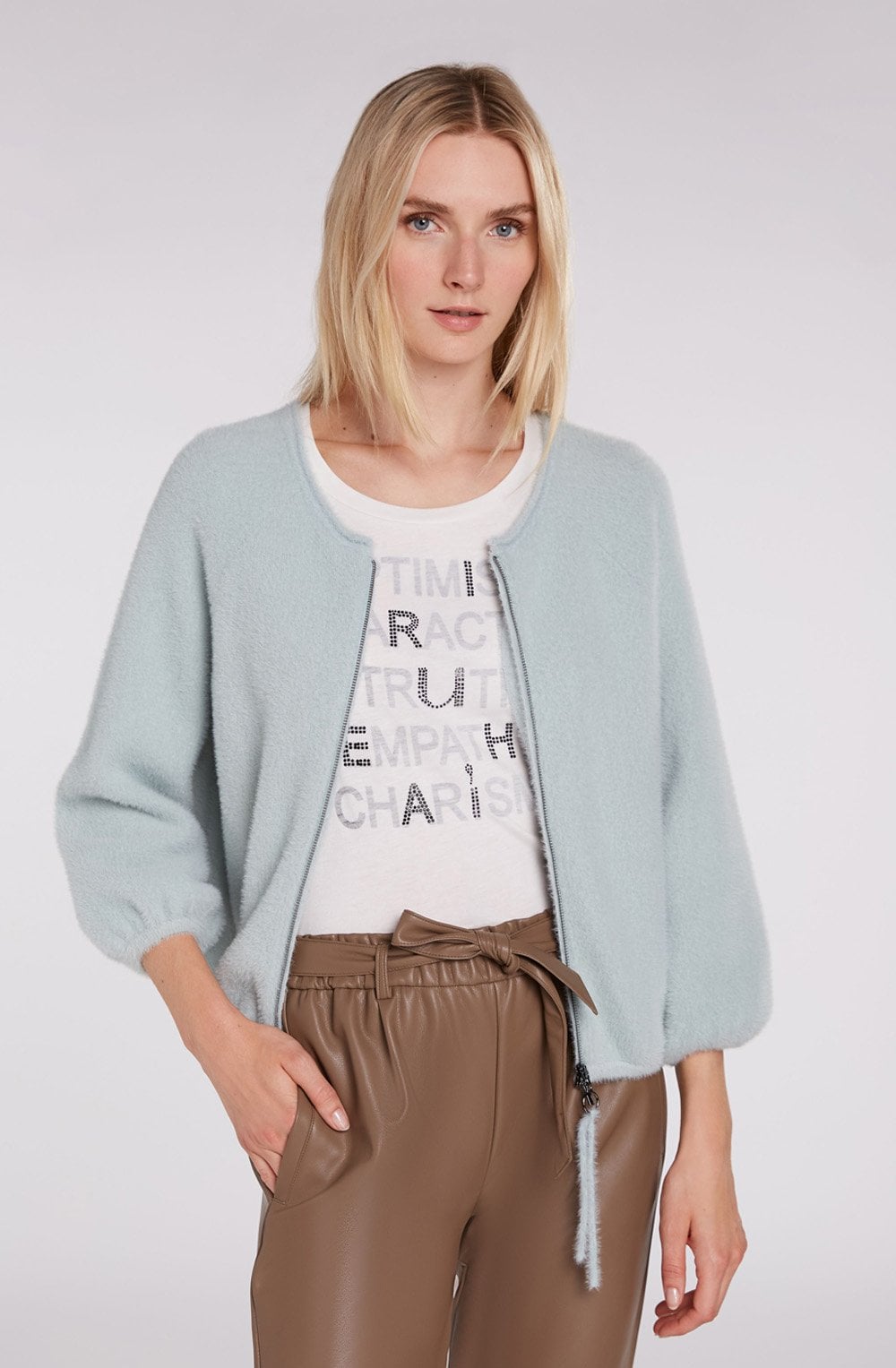 Cloud Blue Textured Knit Cardigan