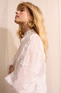 Cloud Dancer Floral Appliqué Blouse