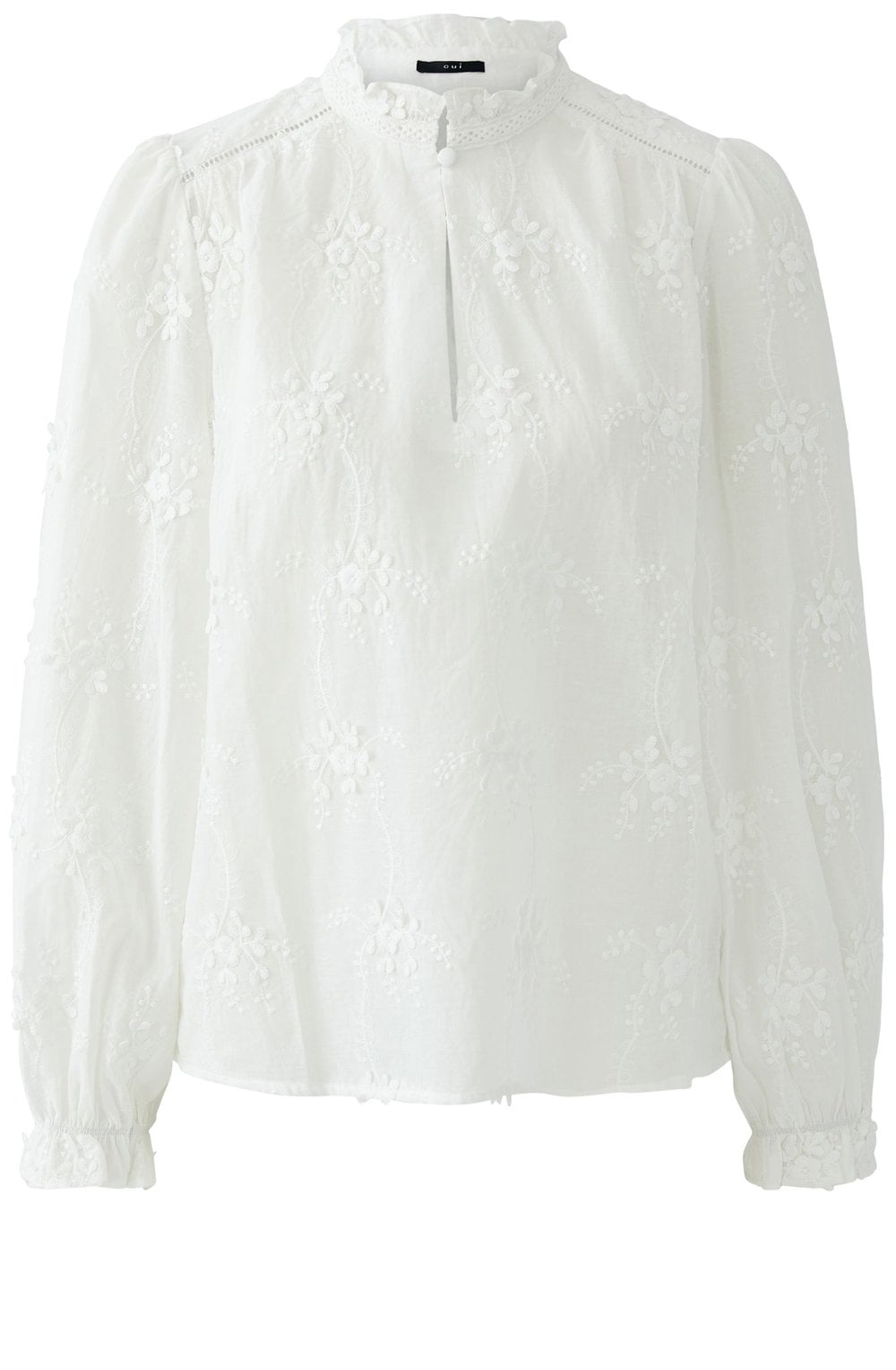 Cloud Dancer Floral Appliqué Blouse