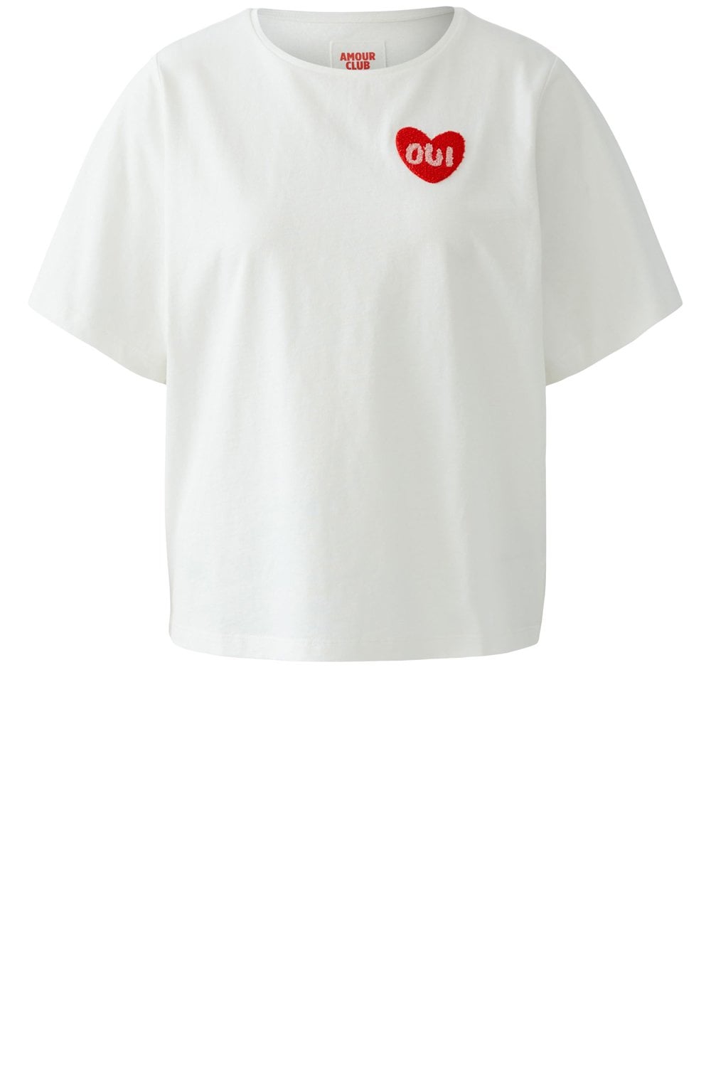 Cloud Dancer Fluffy Embroidered Heart T Shirt