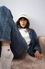 Cloud Dancer Fluffy Embroidered Heart T Shirt