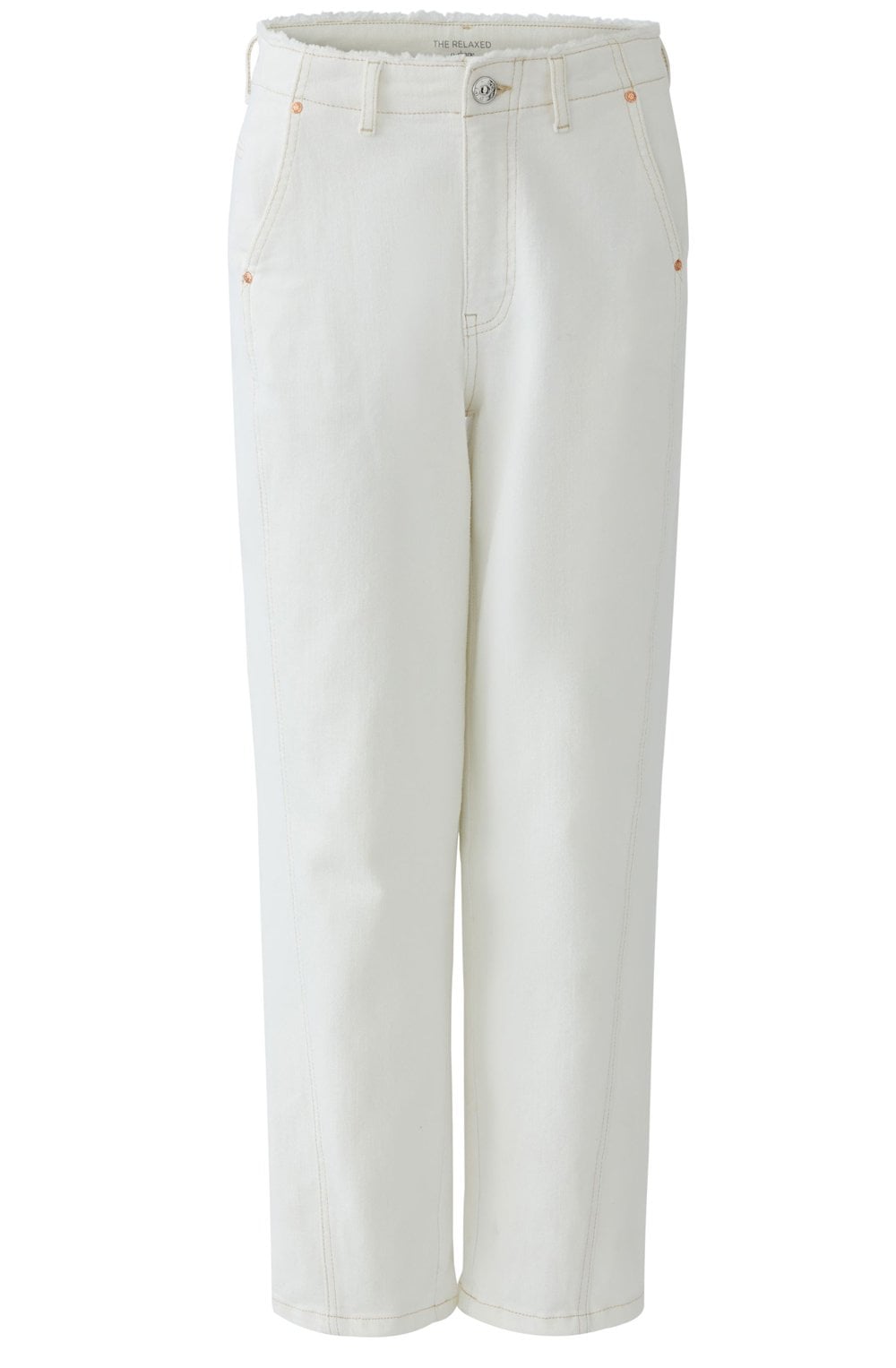 Cloud Dancer Frayed Waist O Shape Jeans