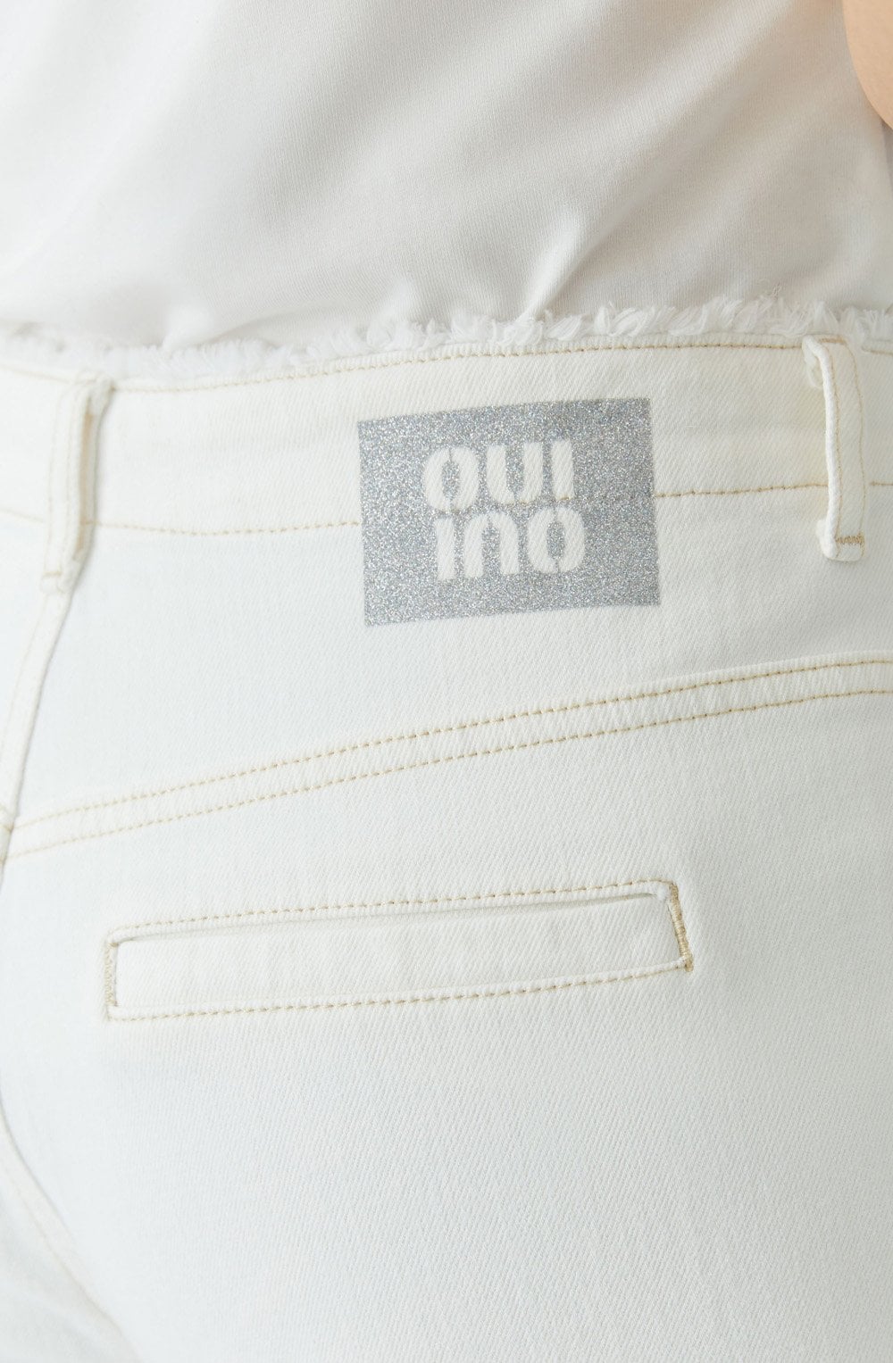 Cloud Dancer Frayed Waist O Shape Jeans