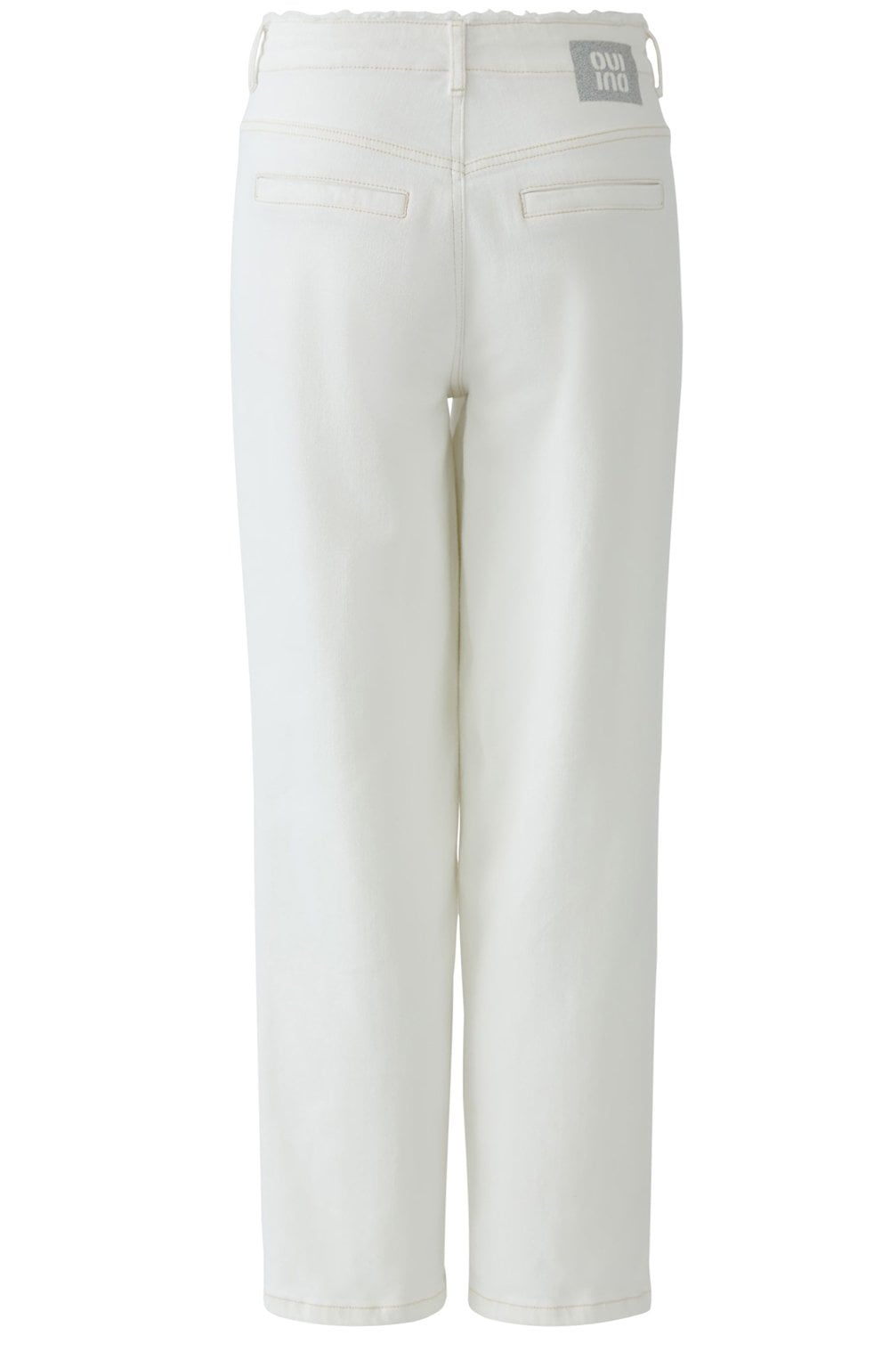 Cloud Dancer Frayed Waist O Shape Jeans