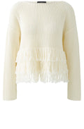 Cloud Dancer Fringed Open Weave Pullover