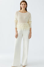 Cloud Dancer Fringed Open Weave Pullover