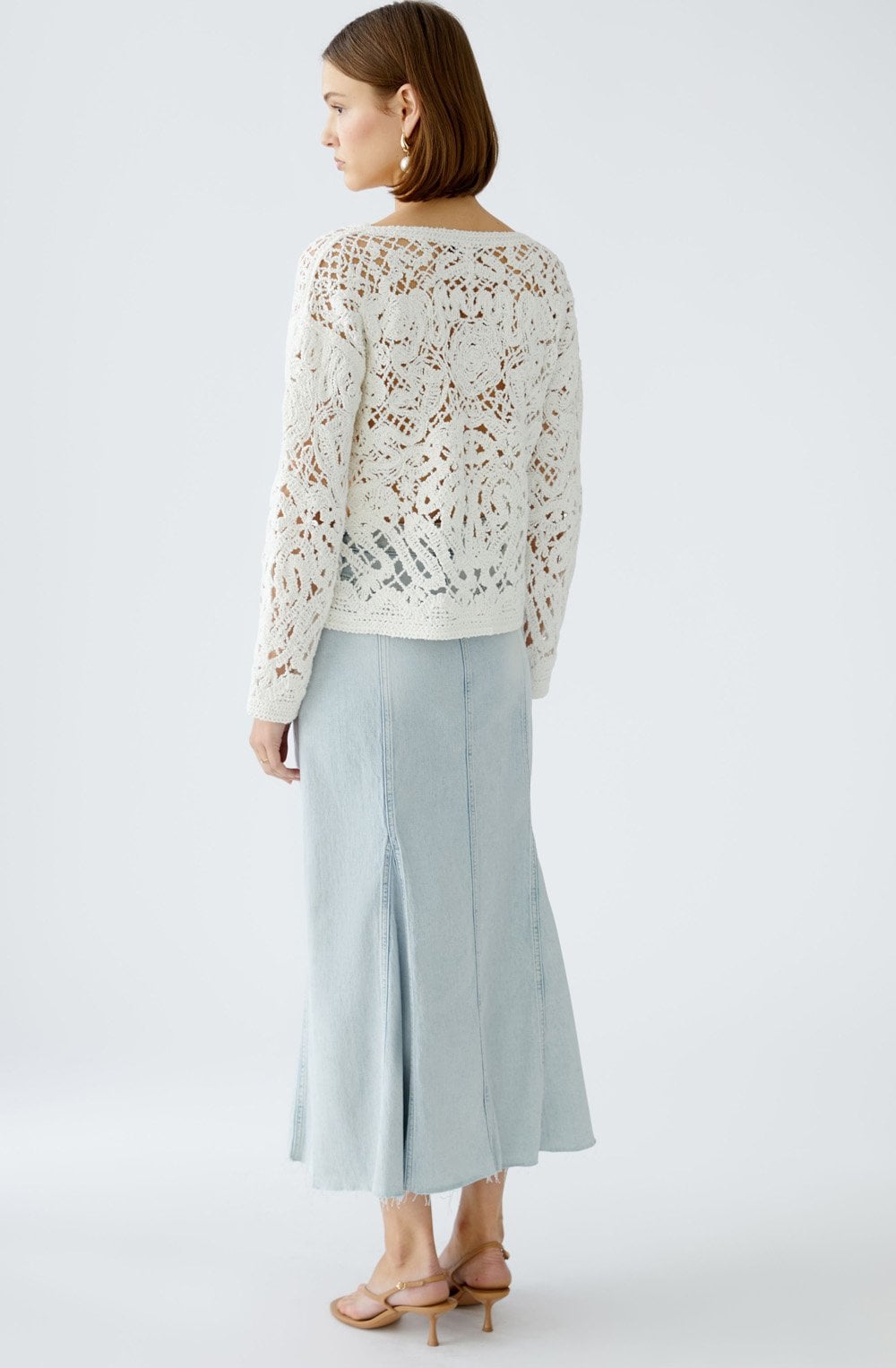 Cloud Dancer Knitted Crochet Look Pullover