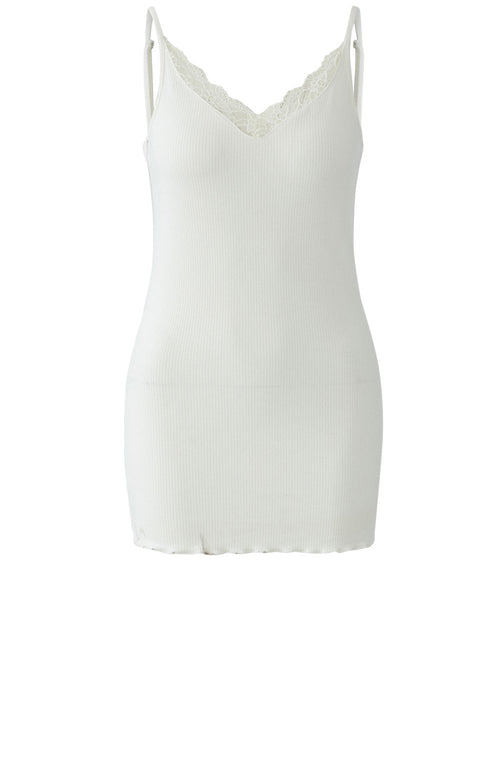 Cloud Dancer Lace and Ribbed Jersey Camisole