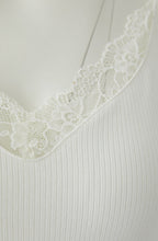 Cloud Dancer Lace and Ribbed Jersey Camisole