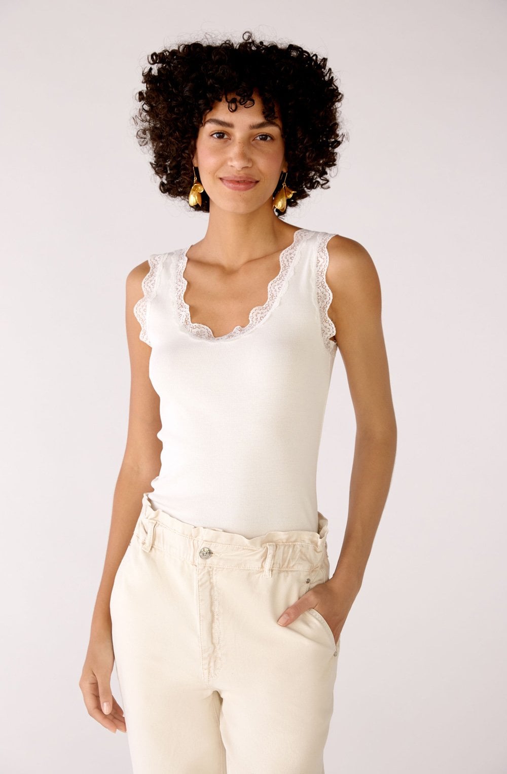 Cloud Dancer Lace Detail Vest Top