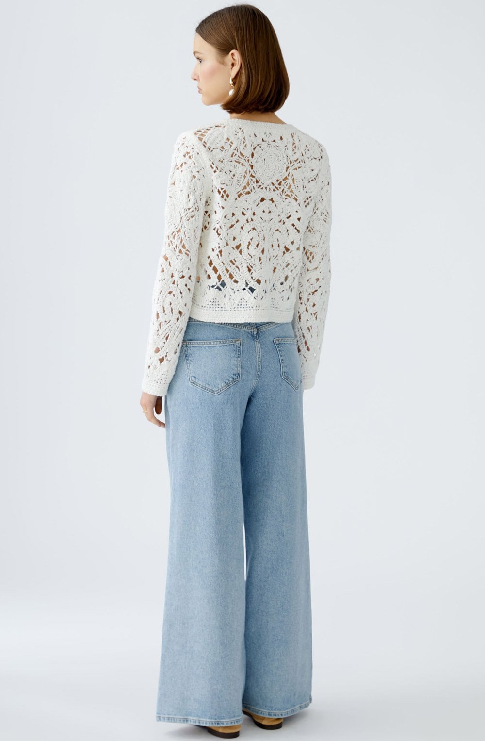 Cloud Dancer Open Knit Crochet Look Cardigan