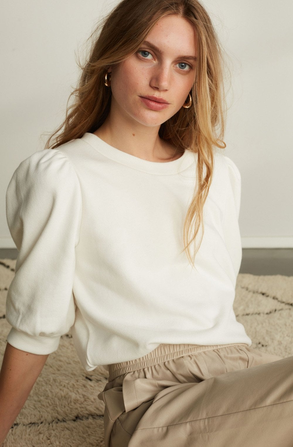 Cloud Dancer Ruffled Sleeve Jumper