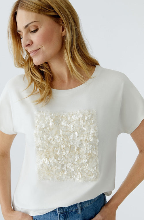 Cloud Dancer Sequin Square T Shirt