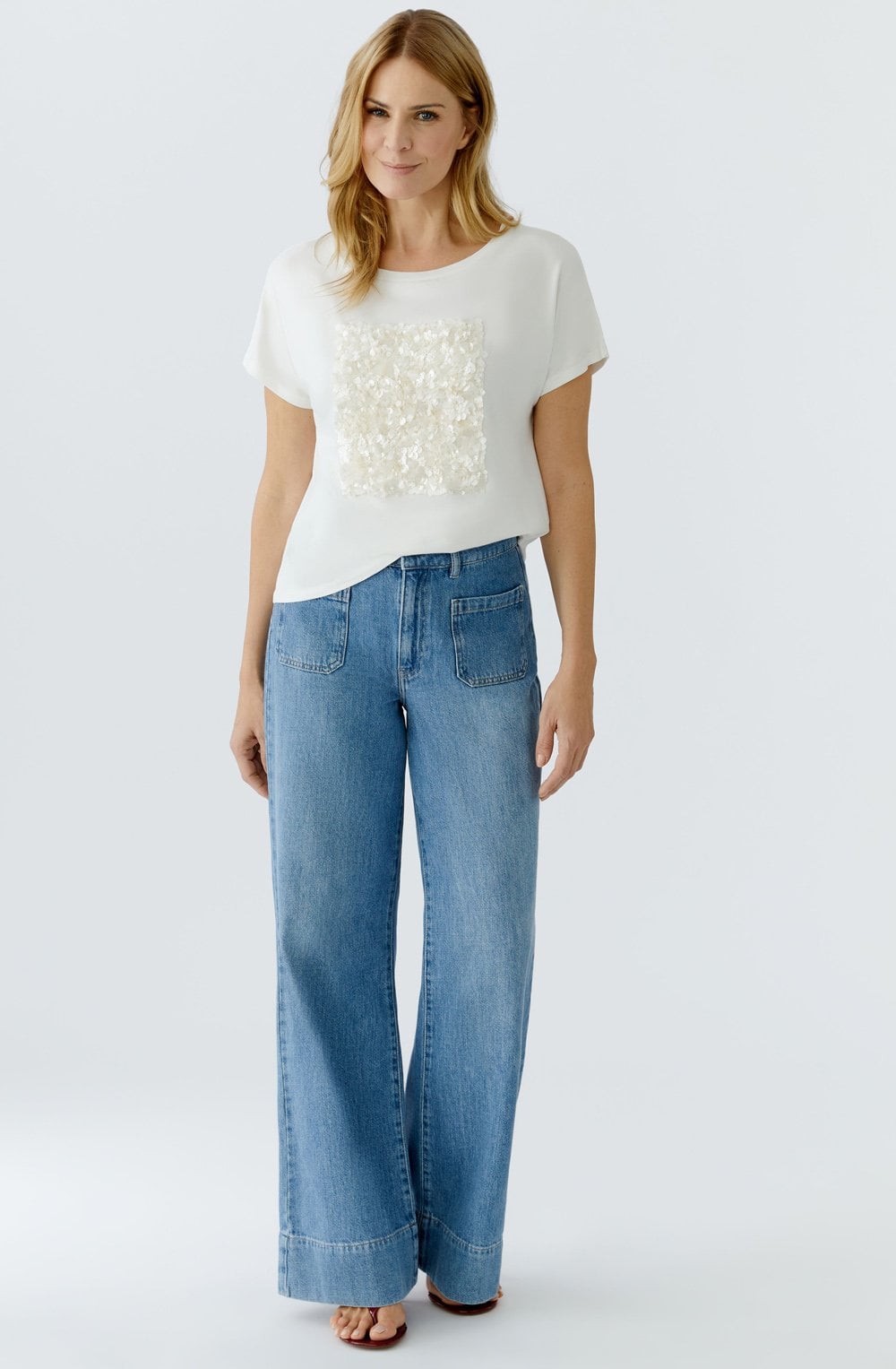 Cloud Dancer Sequin Square T Shirt