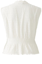 Cloud Dancer Sleeveless Seersucker Top