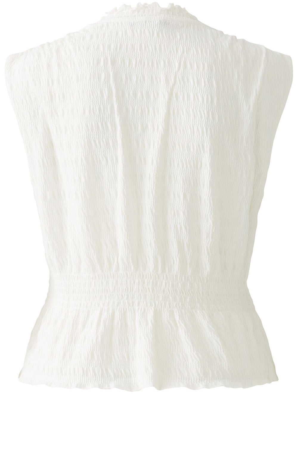 Cloud Dancer Sleeveless Seersucker Top