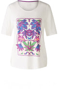 Cloud Dancer T Shirt With Floral Motif