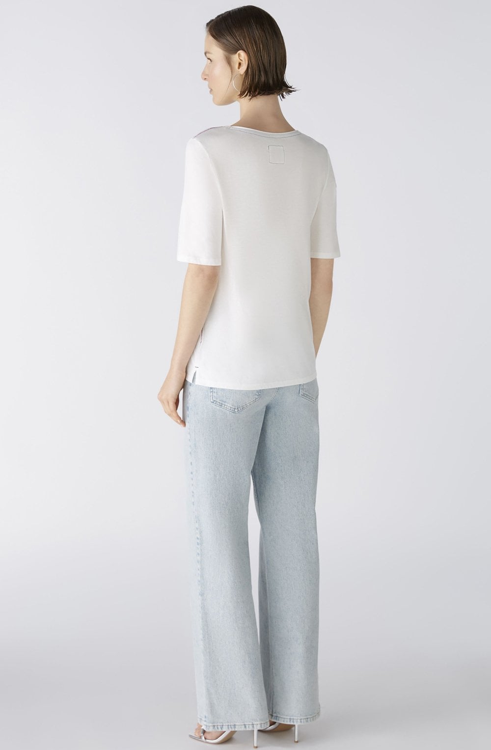 Cloud Dancer T Shirt With Floral Motif