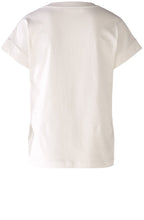 Cloud Dancer T Shirt with Over Cut Sleeve