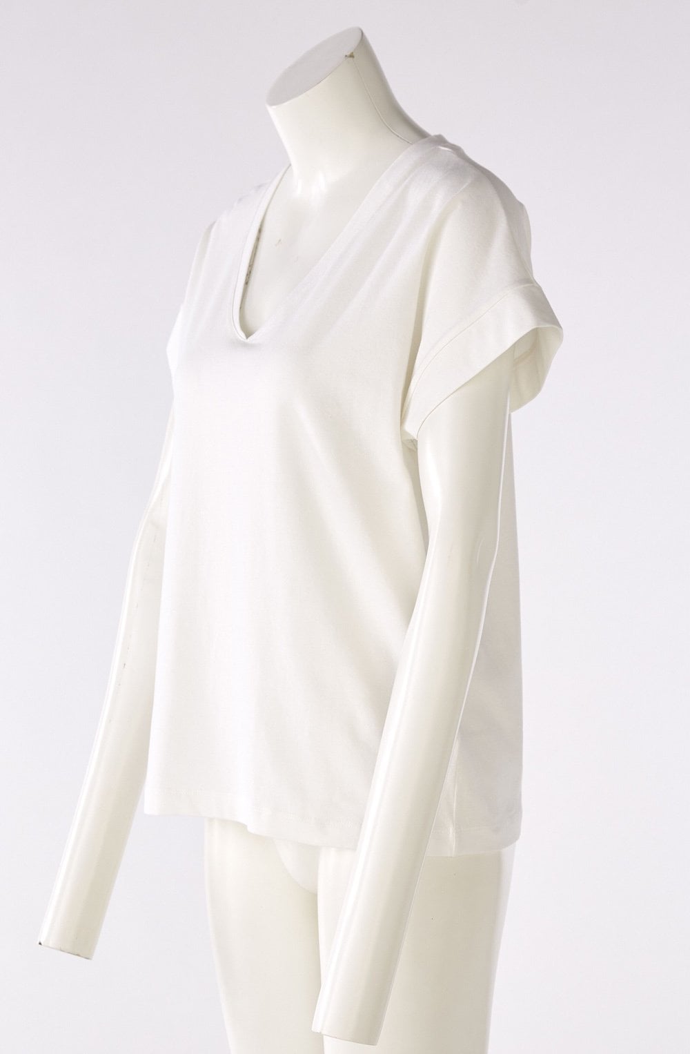 Cloud Dancer T Shirt with Over Cut Sleeve
