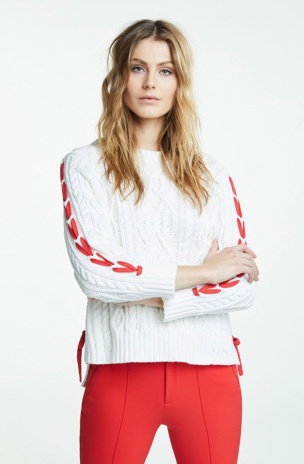 Cloud Print Cable Knit Sweater
