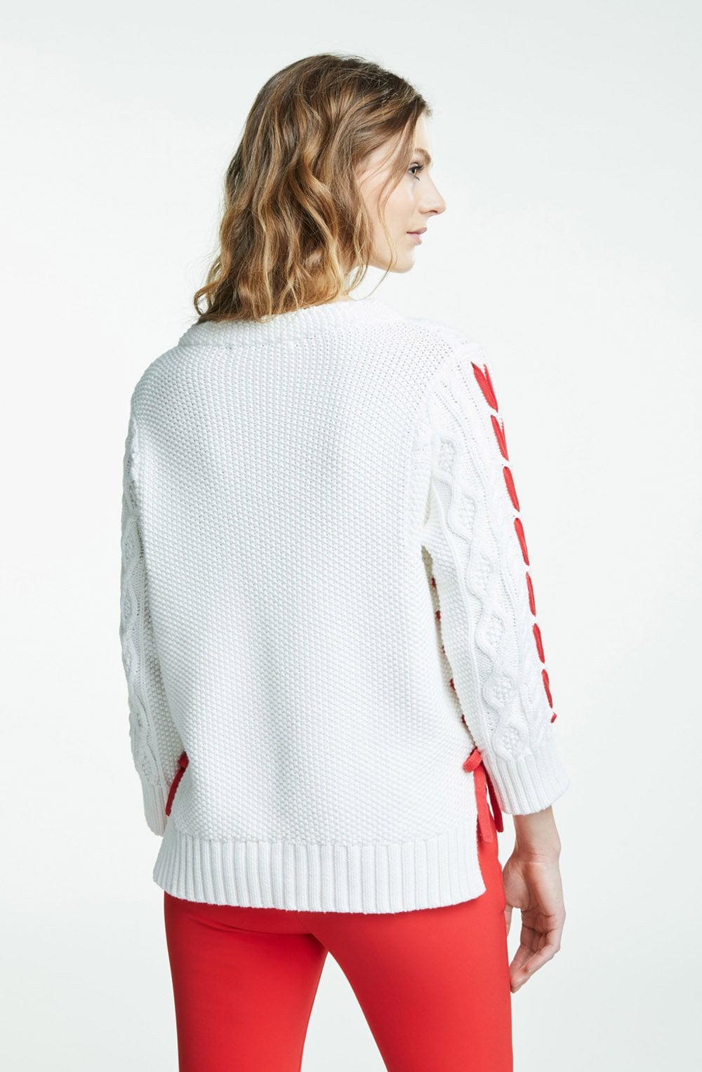 Cloud Print Cable Knit Sweater