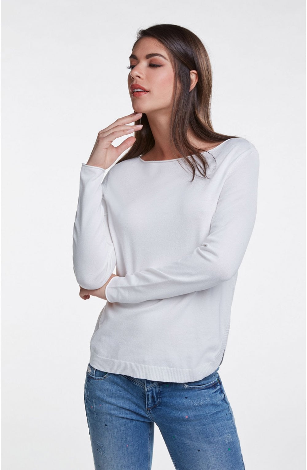 Cloud Print Fine Knit Jumper