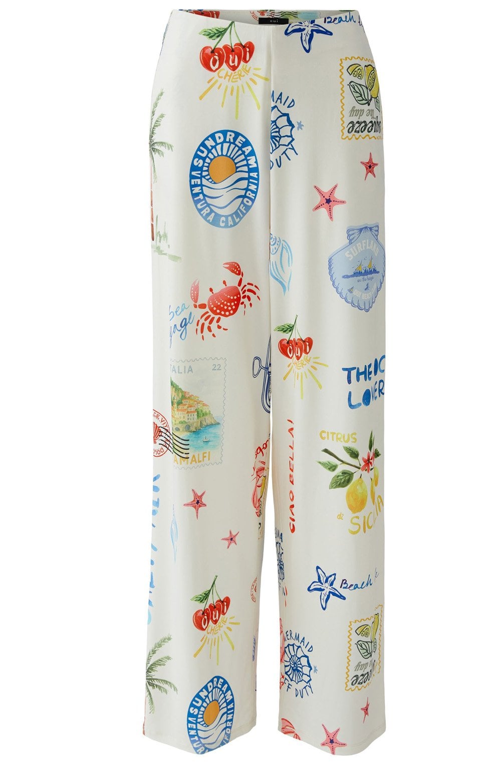 Coastal Print Wide Leg Trousers