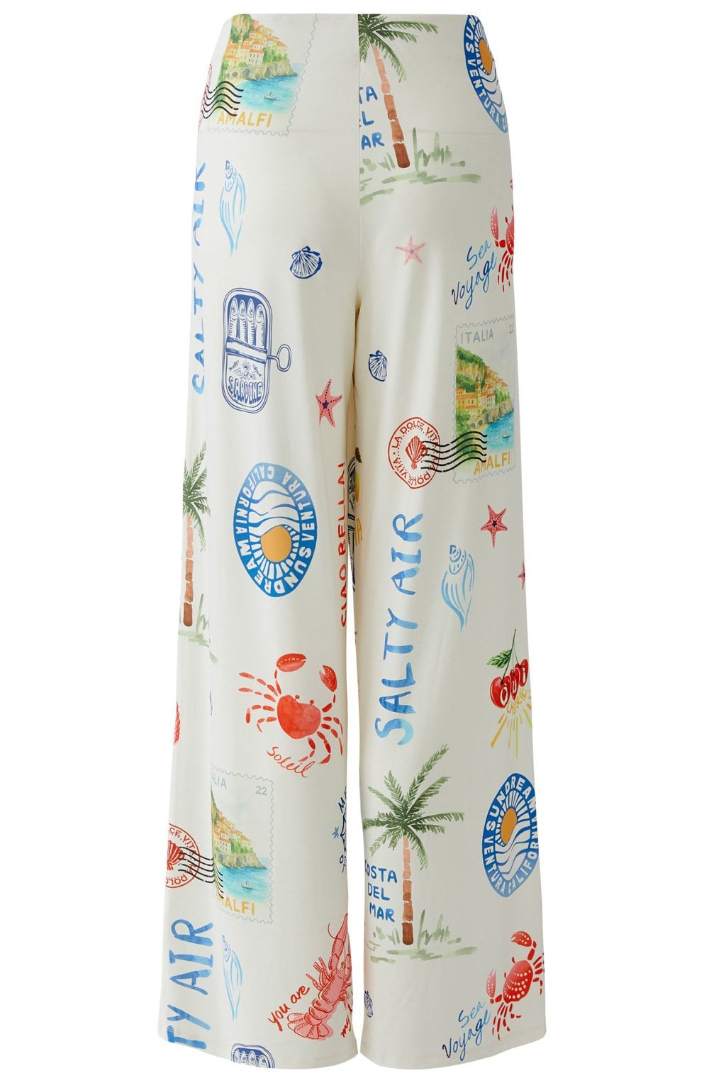 Coastal Print Wide Leg Trousers