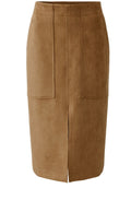 Cognac Suede Effect Skirt