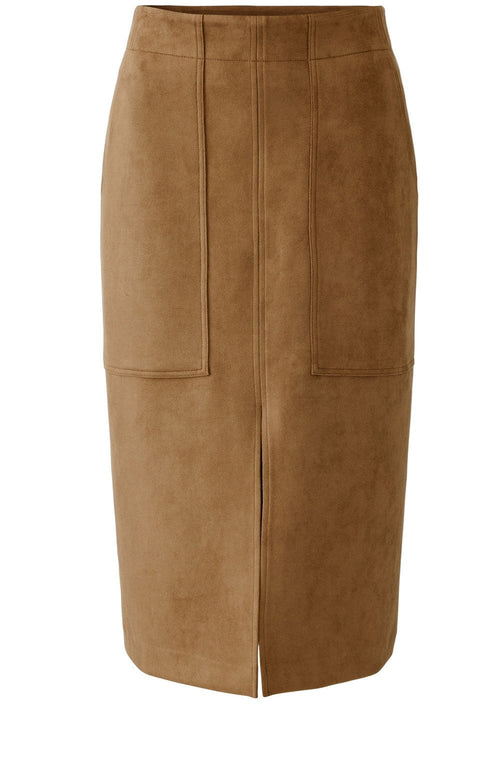 Cognac Suede Effect Skirt