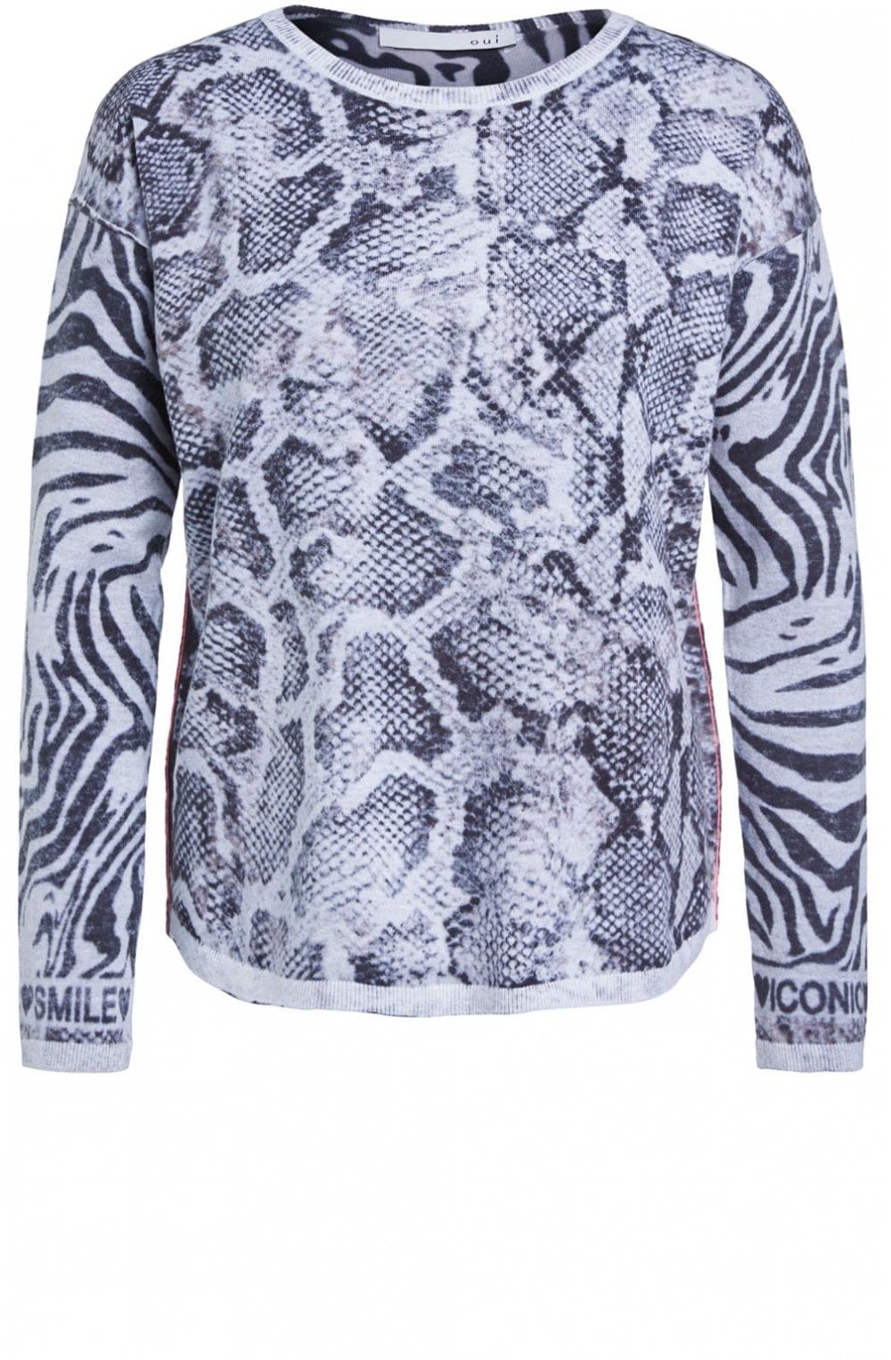 Contrasting Animal Print Jumper