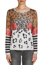 Contrasting Animal Print Sweater