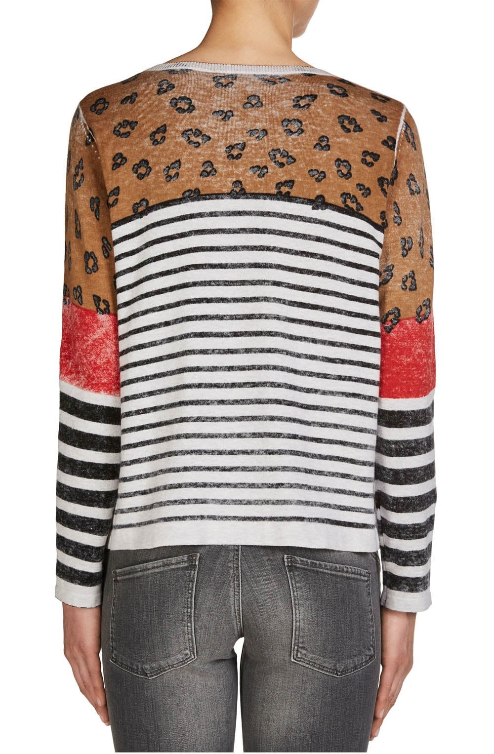 Contrasting Animal Print Sweater