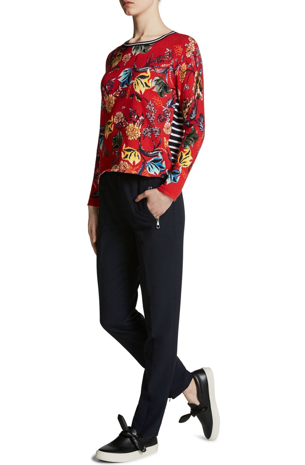 Contrasting Bold Floral Sweater