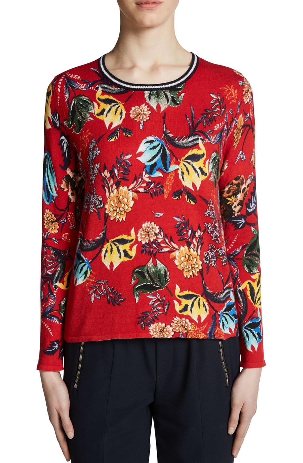 Contrasting Bold Floral Sweater