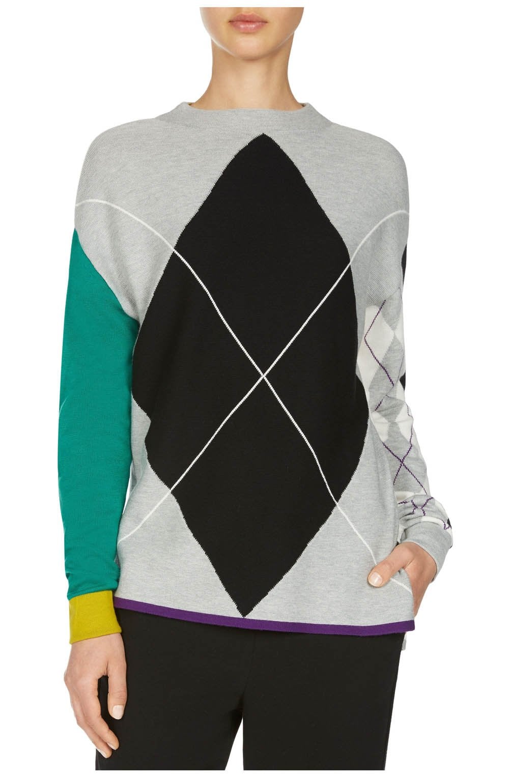 Contrasting Diamond Design Sweater