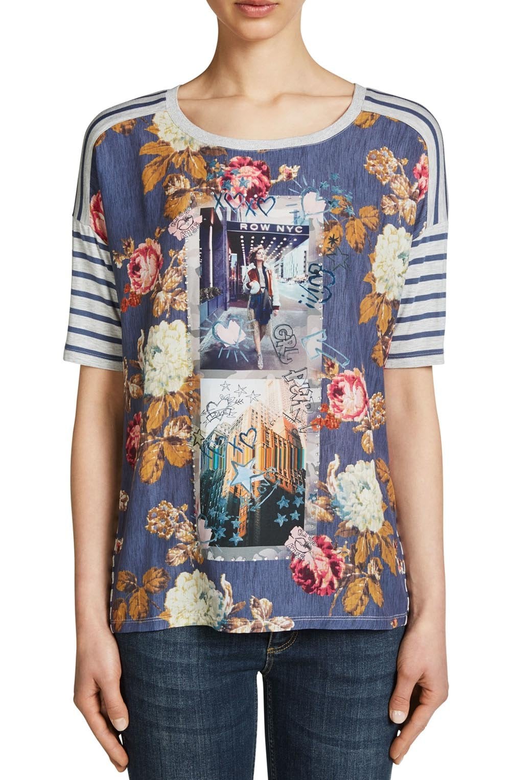 Contrasting Floral Front Design Top