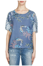 Contrasting Print Blouse