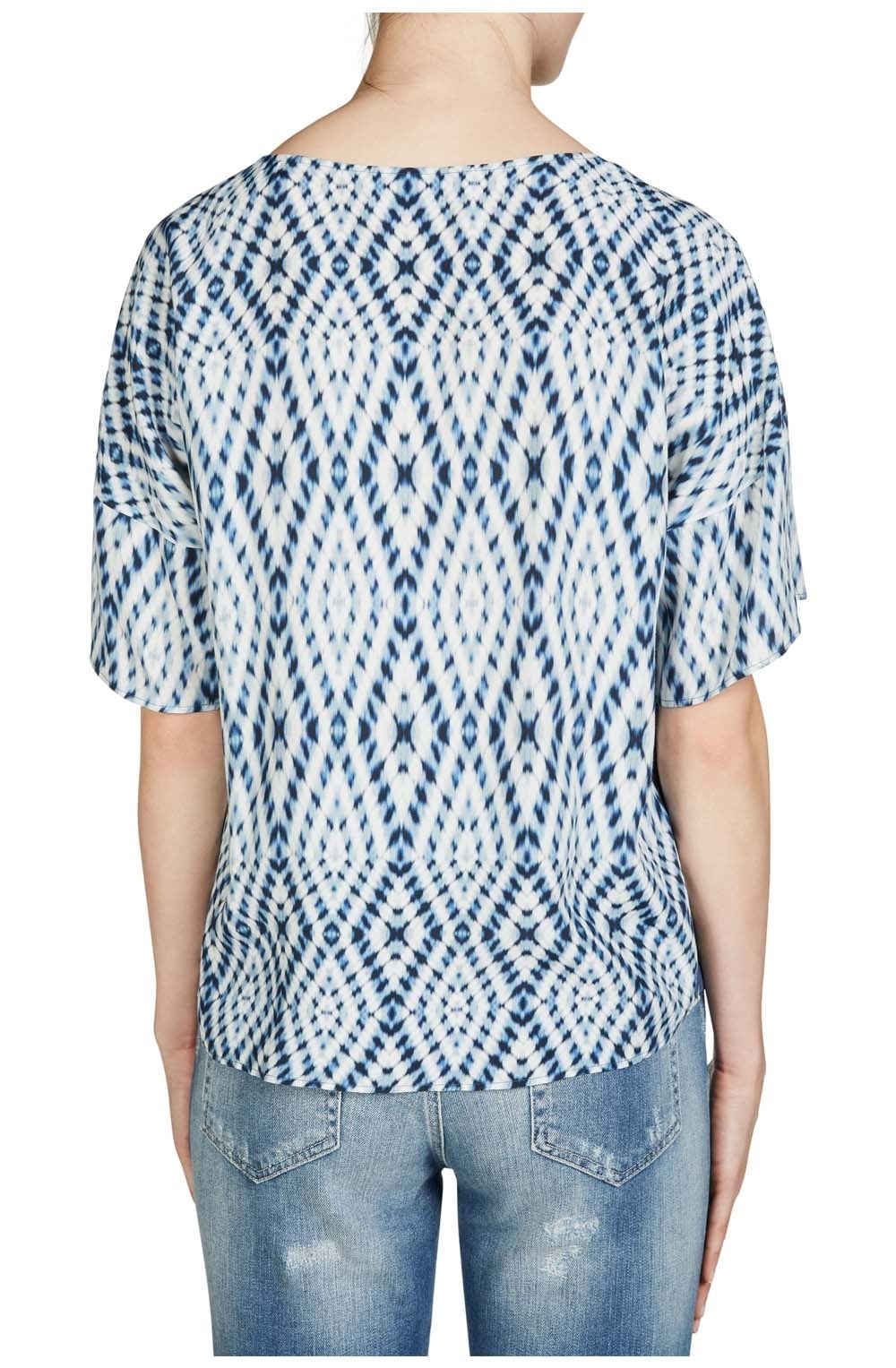Contrasting Print Blouse