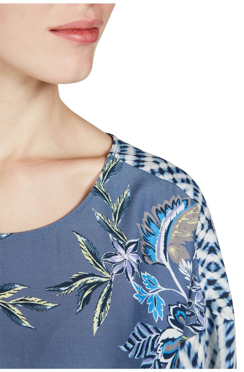 Contrasting Print Blouse